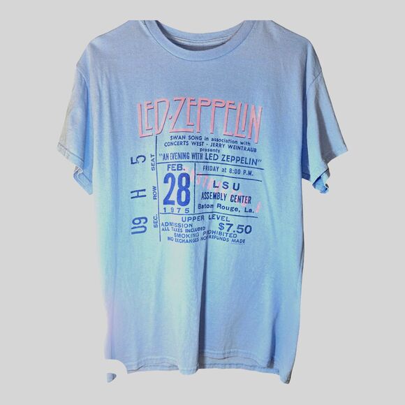 Hot Topic Led Zeppelin Blue Concert T-Shirt 100% Cotton‎ Size L Jrs - Picture 2 of 5